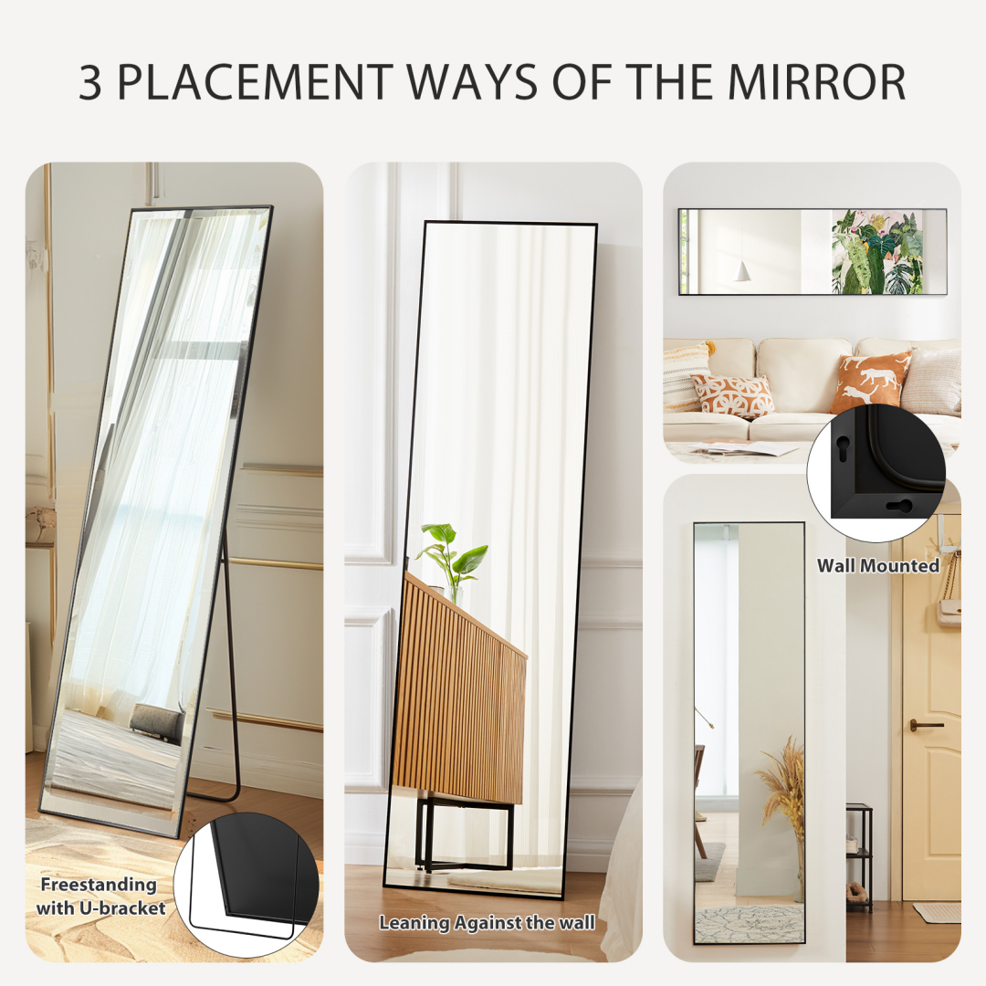 56x15 Rectangle Full Length Mirror, Full Body Standing Mirror Floor Mirrors