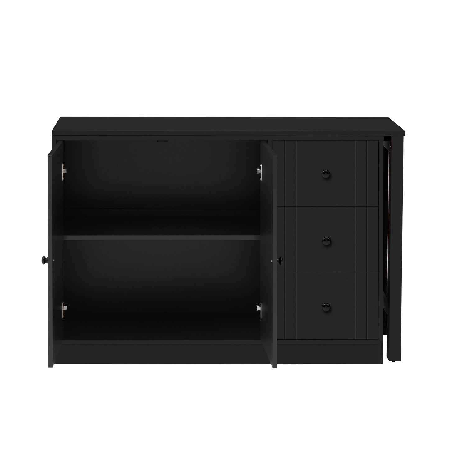 U-STYLE 89.7 Wooden Sideboard With Extendable Table Multifunctional Storage Cabinet With 2 Doors And 3 Drawers For Living Room Study Foyer And Kitchen