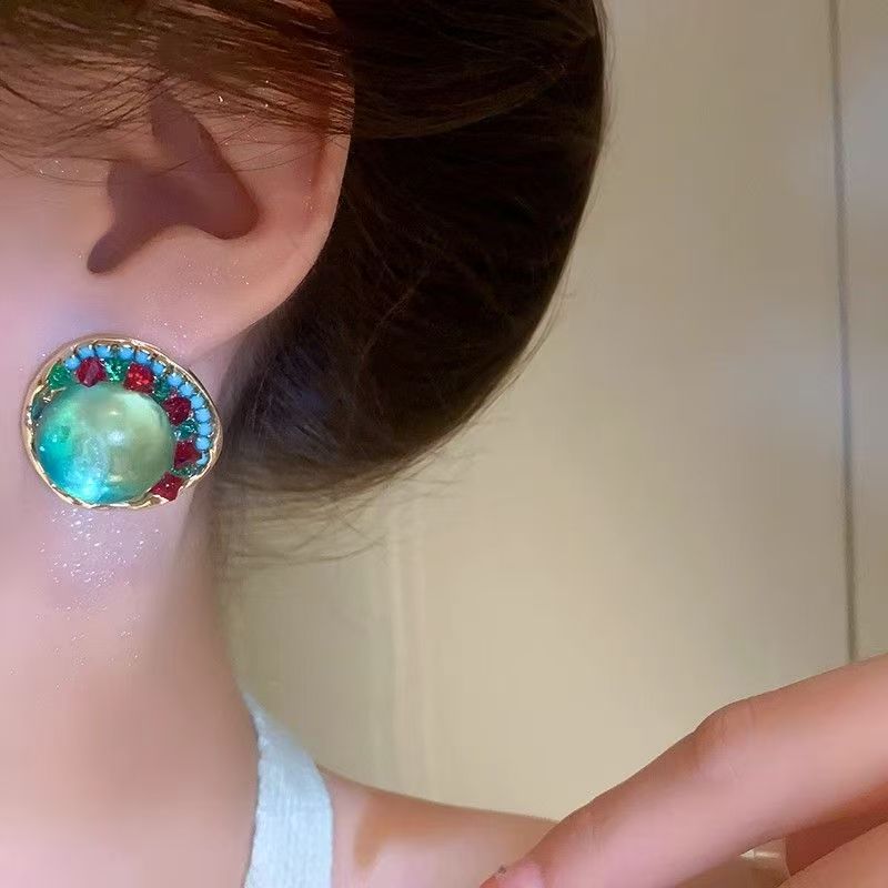 2026 New Niche Unique Earrings For Women, Exaggerated Large Designer Enamel Retro Dangle Studs, High-End Fashion Ear Jewelry
