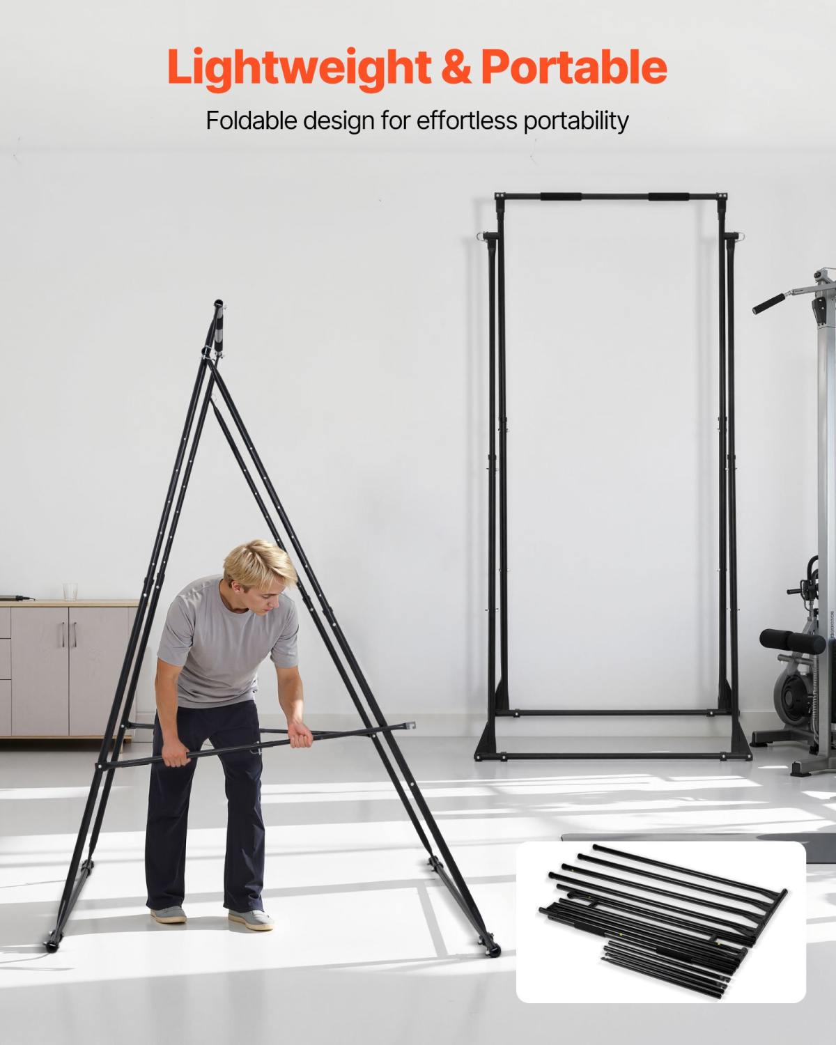 Yoga Stand Frame, Max 440.9 Lbs Load Swing Stand, Triangular Structure Yoga Aerial Rig, Aerial Silk Stands With EVA Foam, 4-Level Horizontal & 6-Level Vertical Adjustment, Multi-Functional