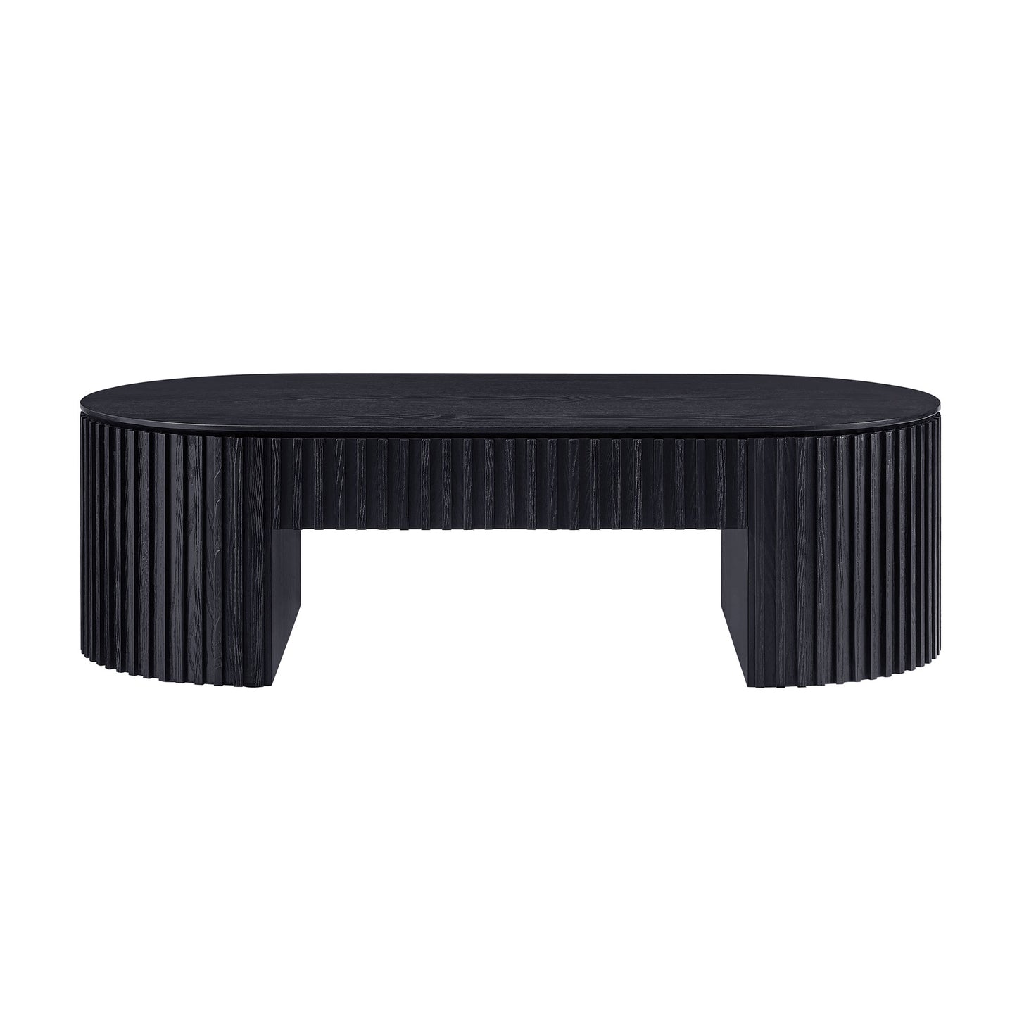 51.18 Oval Wood Coffee Table With Drawer Mid Century Modern Coffee Table Unique Coffee Table For Living Room Furniture, Tea Table BLACK