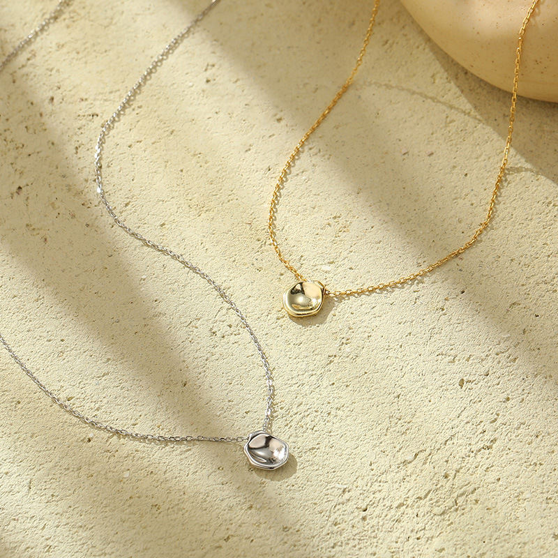 Sterling Silver Irregular Concave Necklace Simple High Sense Niche Accessories Temperament Wild