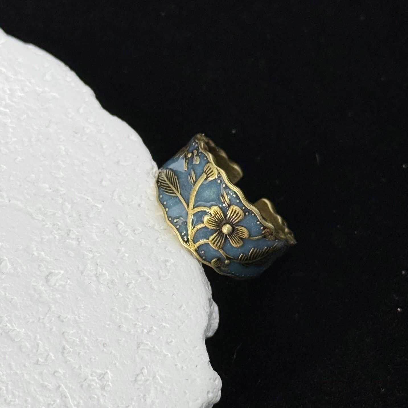 New Vintage Dropping Glue Sunflower Old Ring Original Van Gogh Enamel Sikim Ring Gift For Girlfriend