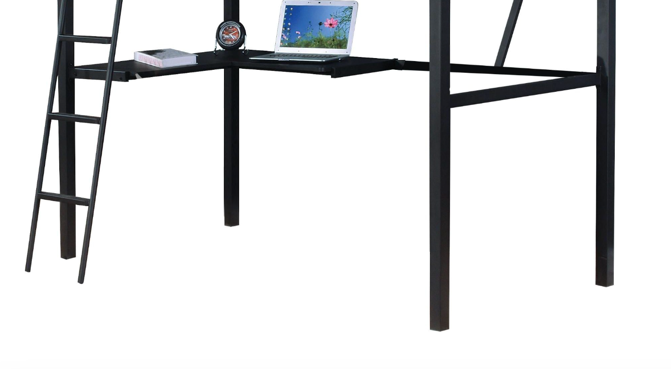 Senon Silver & Black Finish Twin Loft Bed W Desk