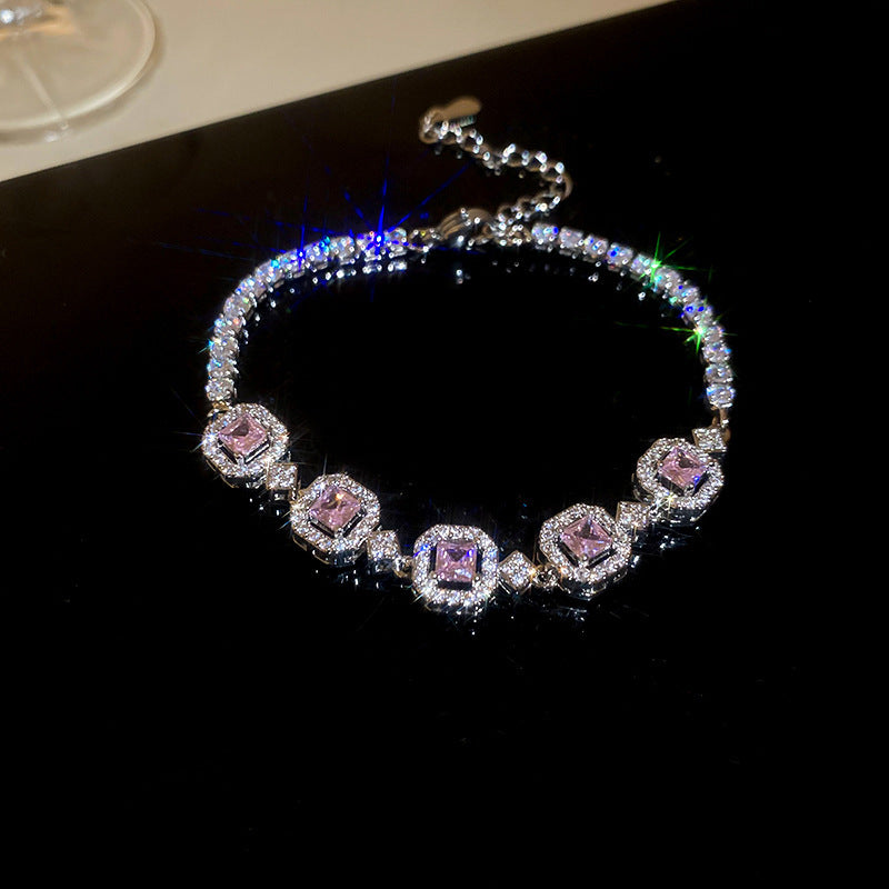 Western Style Zirconia Love Heart Bracelet Chic Dainty Bangle Premium Niche Trendy Fashion Hand Jewelry