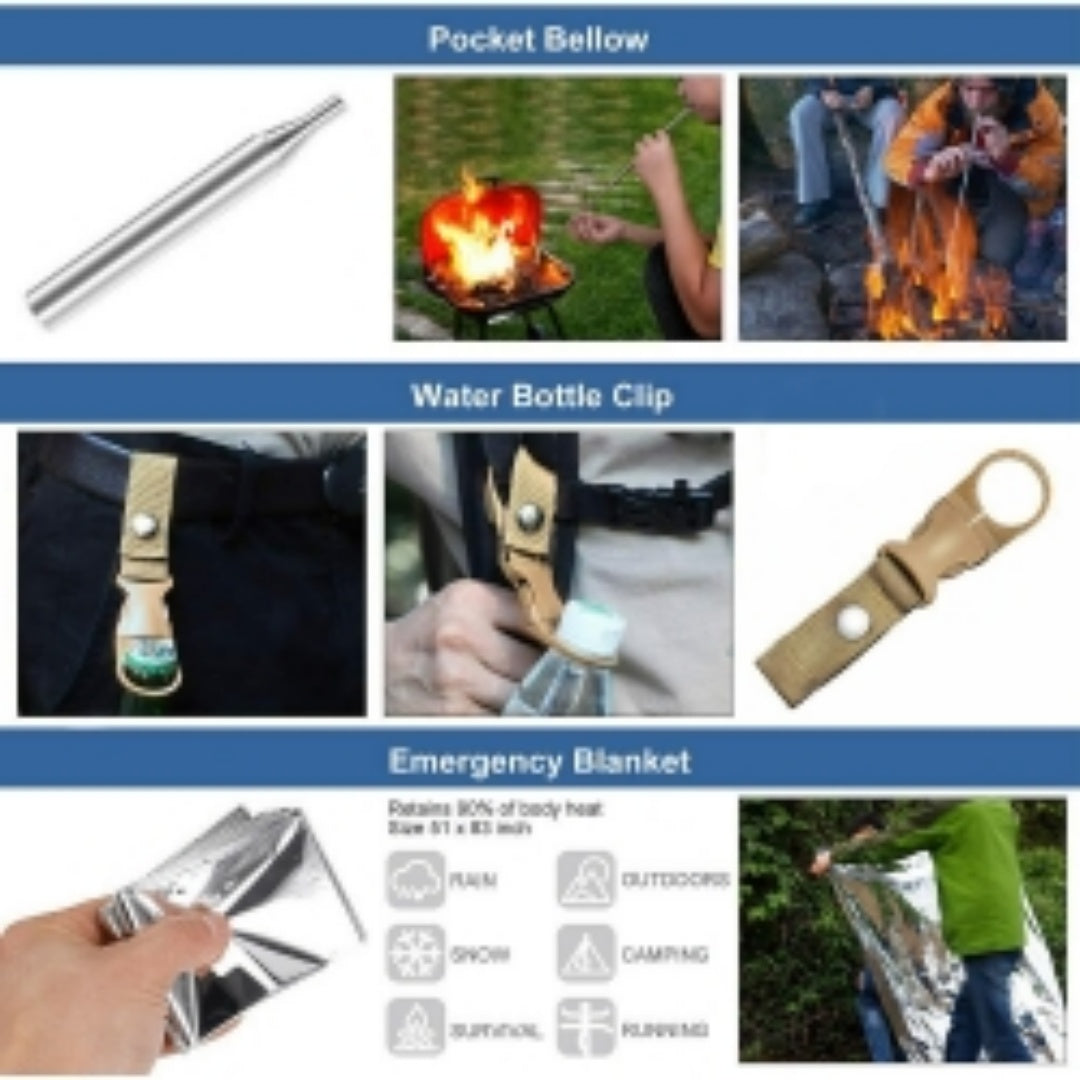39in1 Tactical Emergency Survival Kit Outdoor Hiking Camping SOS Tool Equipment