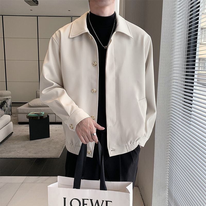 SpringAutumn Korean-style Mature Mens Clothing Loose-fitting Cropped Style