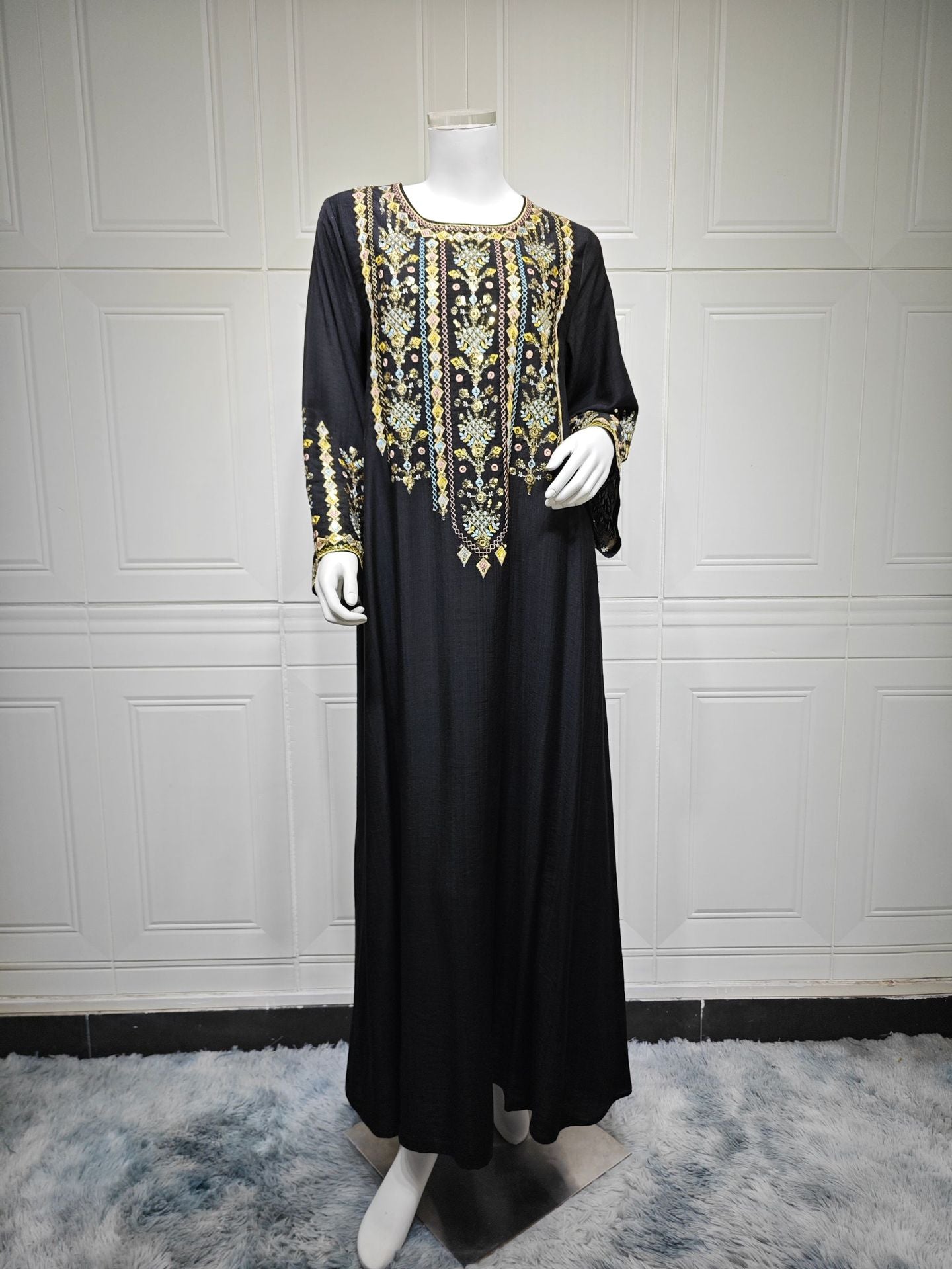 Womens Fashion Embroidered Long Dress