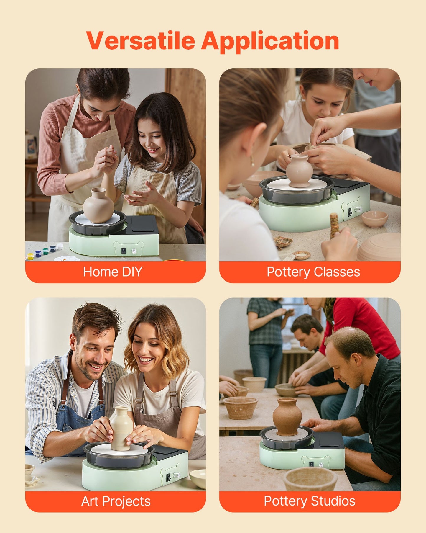 Mini Pottery Wheel, 6 Inch Turntable, Forward And Reverse Rotation, Adjustable Speed, Electric Clay Wheel For Kids And Adults, With Clay Shaping Tools, For Home DIY, Pottery Classes, Green