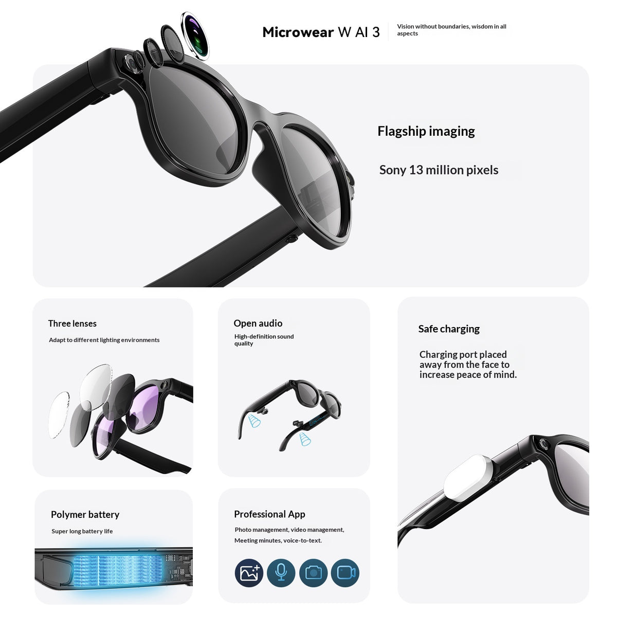 AI Smart Glasses Bluetooth Calling Head-mounted
