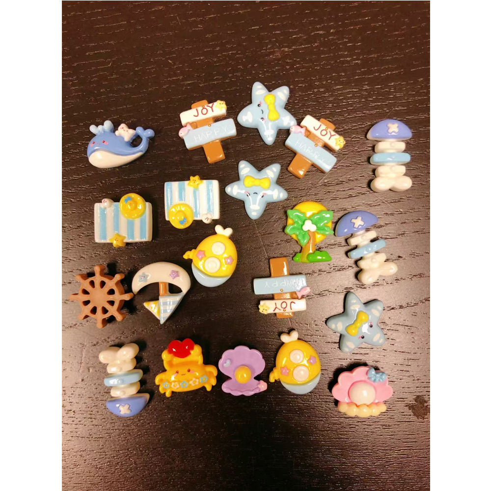 25PCS Ocean & Beach Theme -Mini Resin Seashell Starfish, Decor For Fridge, Office, Lockers, Shoes & Gifts