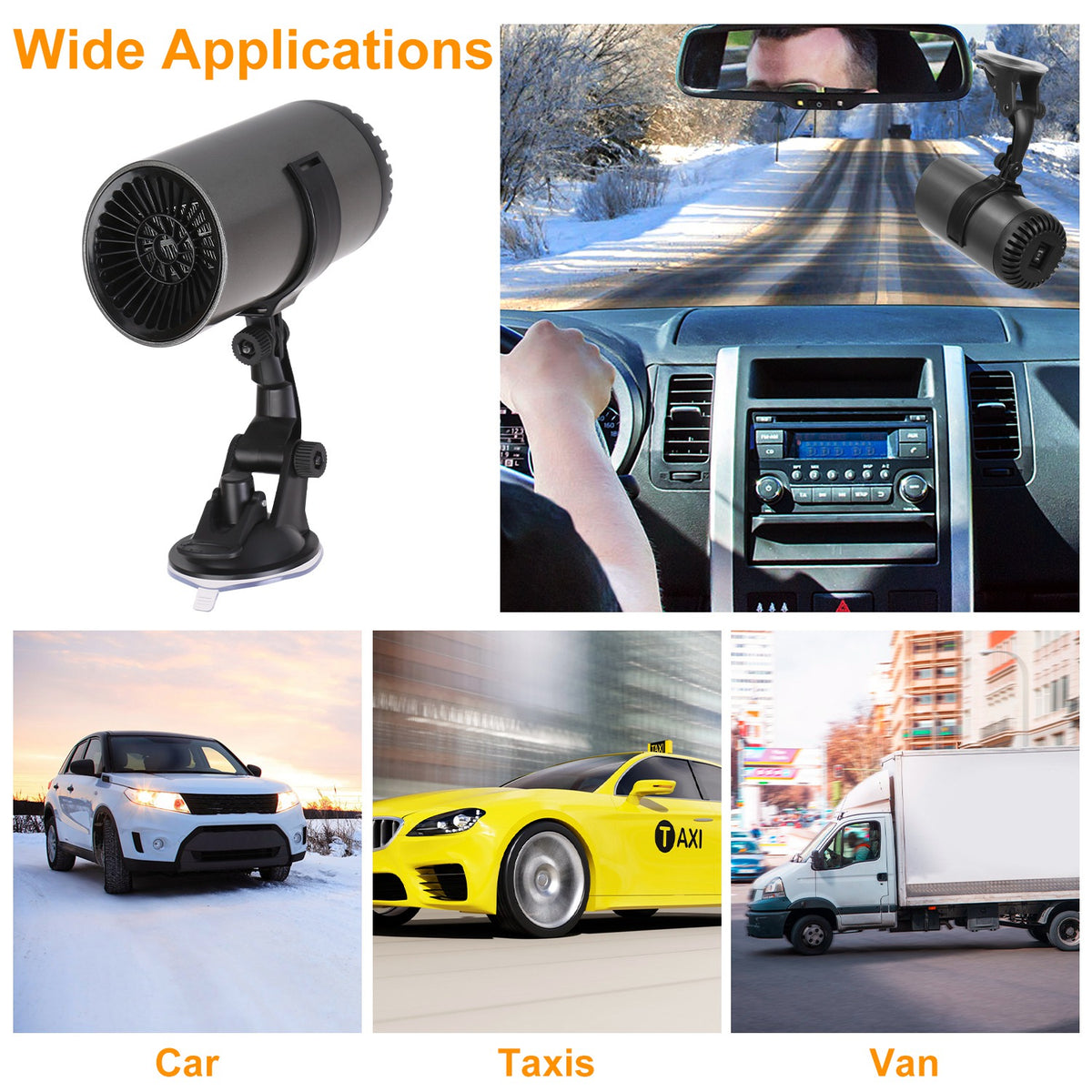 1Pc 12V 150W Or 24V 216W Portable Car Heater 2 In 1 Heating Cooling Fan Rotatable Demister Defroster With 4.92ft Cord