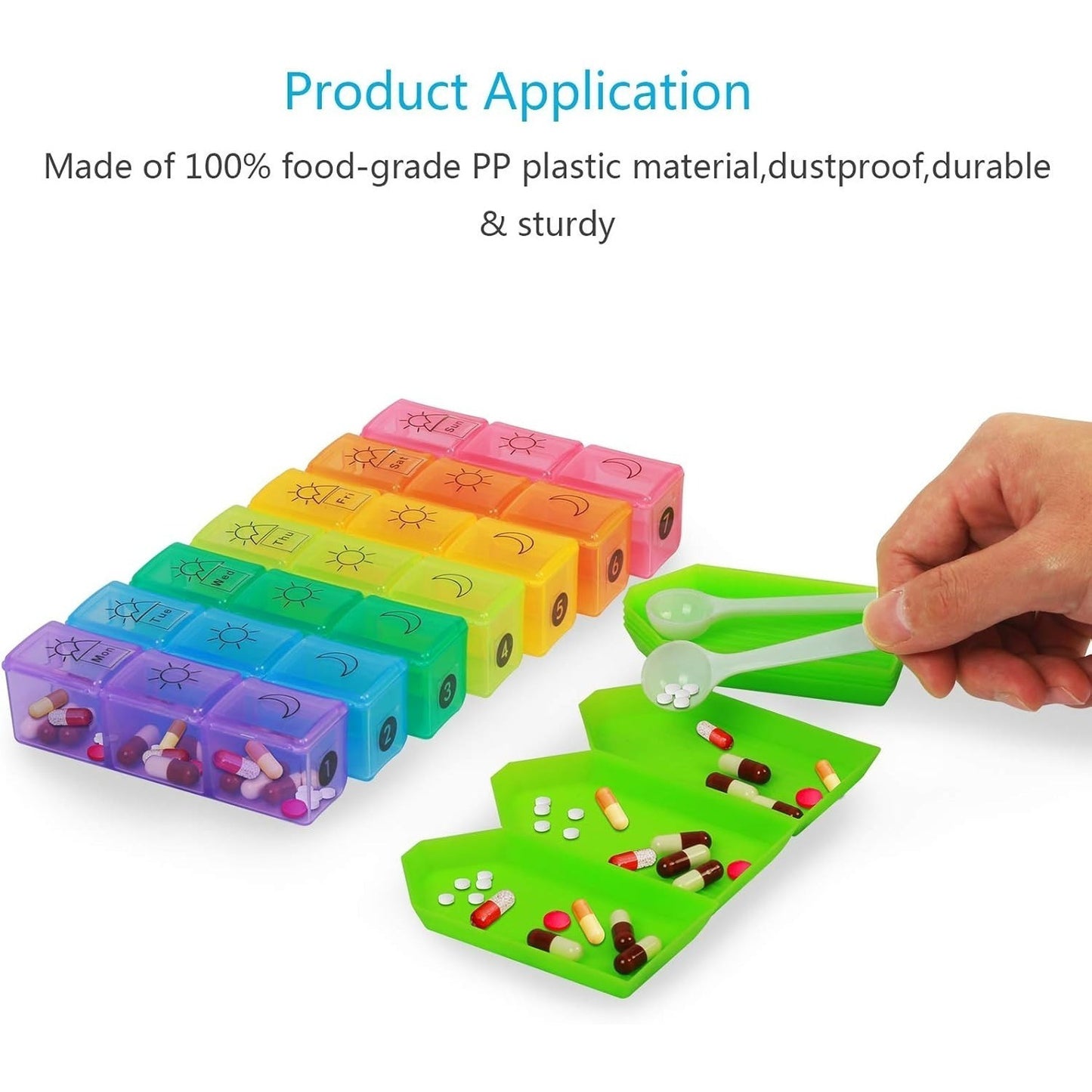 7-Day Pill Box, Pill Container With 3 Compartments Per Day For Morning, Noon, And Evening, Organizer For Vitamins And Medications-Storage Accessories Set