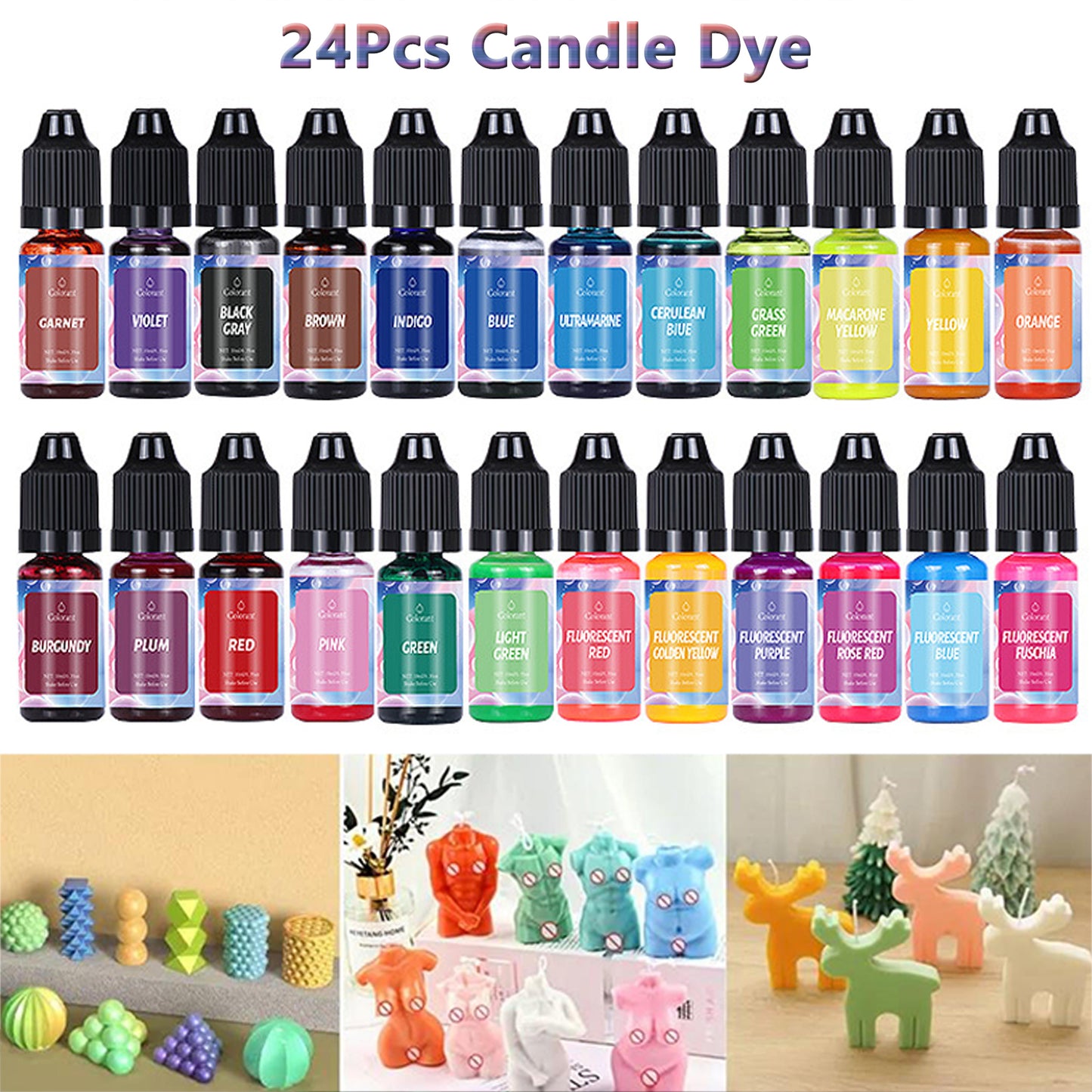 24Colors Candle Pigment Colorant Coloring Agent For DIY Candle Soap Bath Bomb-Candle-Dye-24Pcs-300603