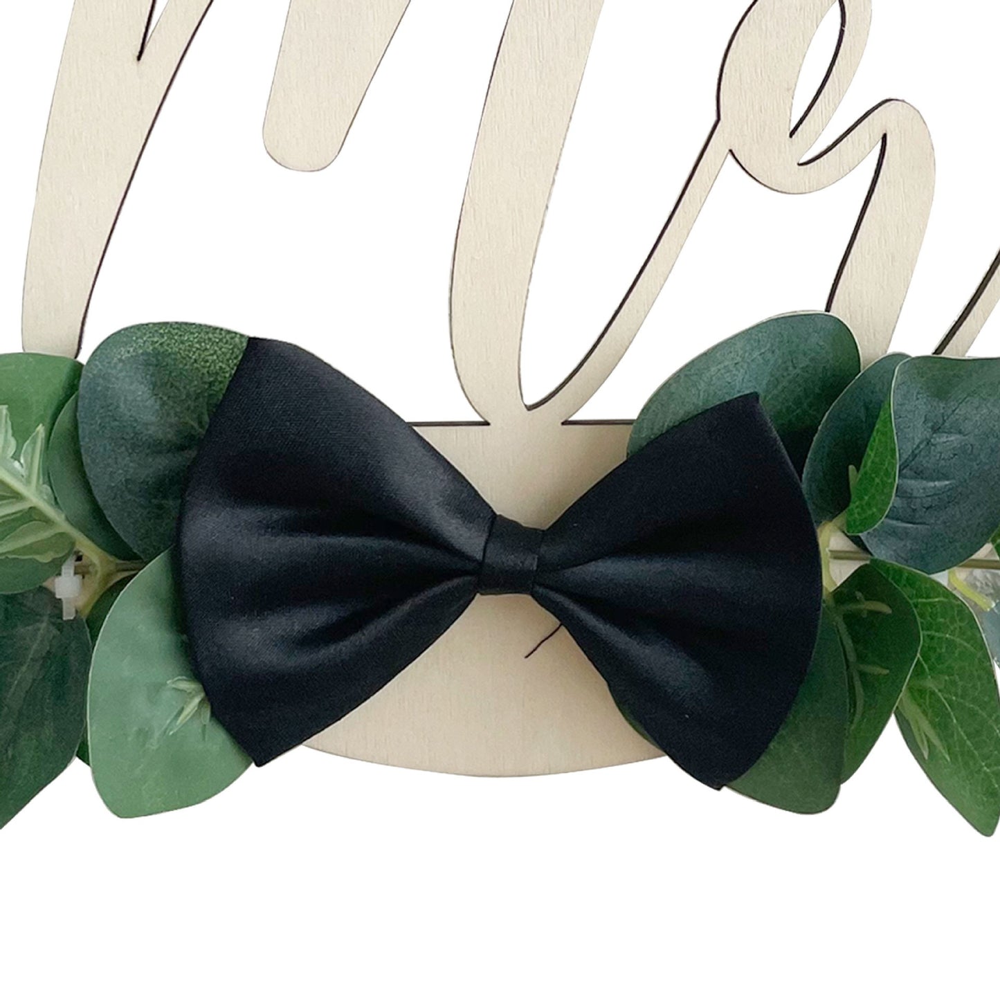 Mr And Mrs Wedding Chair Signs, Rustic Wooden Eucalyptus Chair Hanging Decor With Bowknot, Boho Bride Groom Chair Markers For Wedding Ceremony Reception Backdrop Decoration