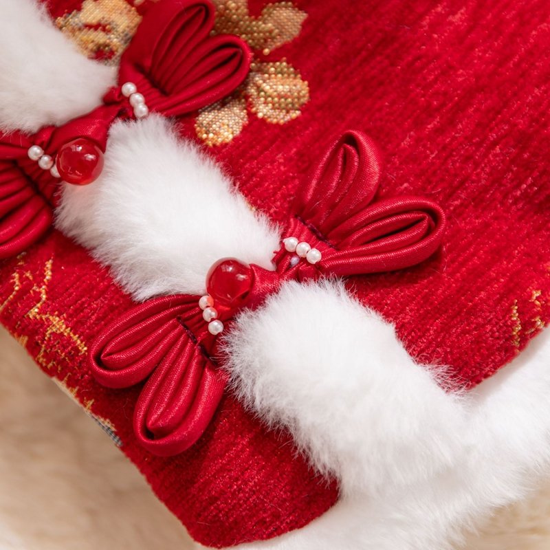 Pet New Year Tang Suit, Two-legged Small Dog Bichon Frise, Teddy Cat, Autumn And Winter Fleece Two-legged Cotton Coat, Pet Dog Clothing