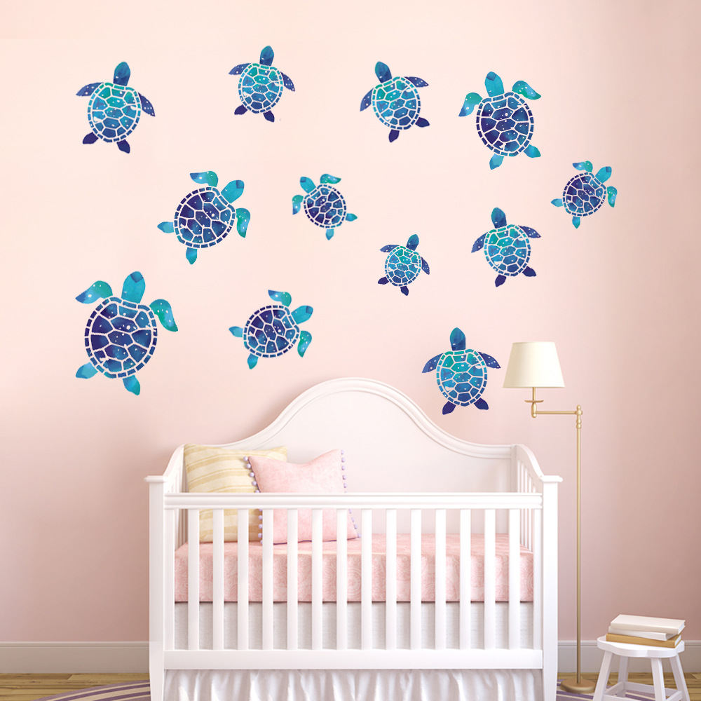 Creative 12-piece Sea Turtle Wall Stickers For Home Use
