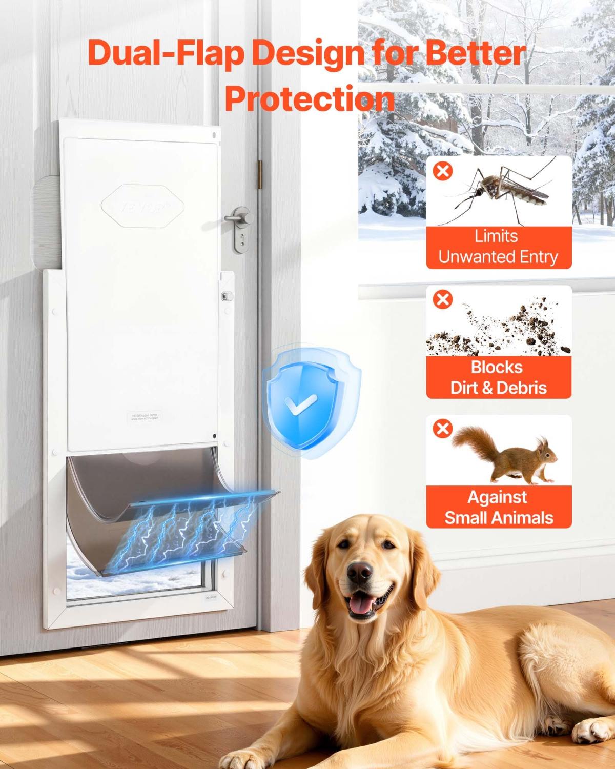 Pet Door, X-Large, With Double Magnetic Flaps And Metal Frame, Strong And Weatherproof Dog Door For Interior And Exterior Doors, Easy To Install, Easy In-and-Out Access For Doggies, White