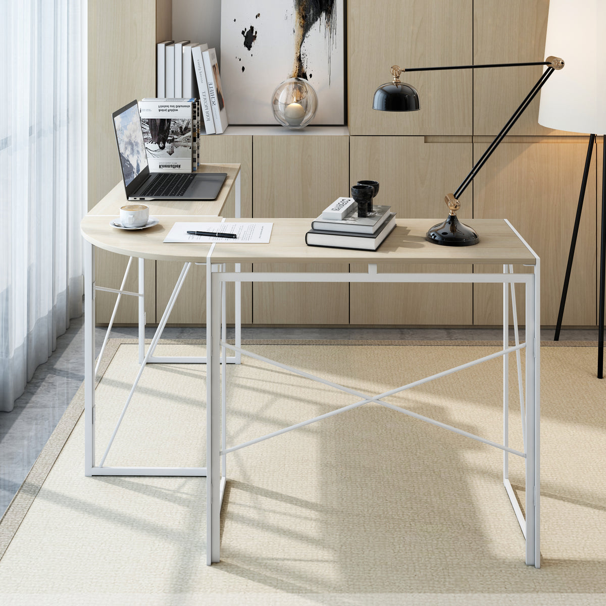 Modern Design L-Shaped Desk Corner Computer Desk PC Laptop Computer Table Study Desk Home Office