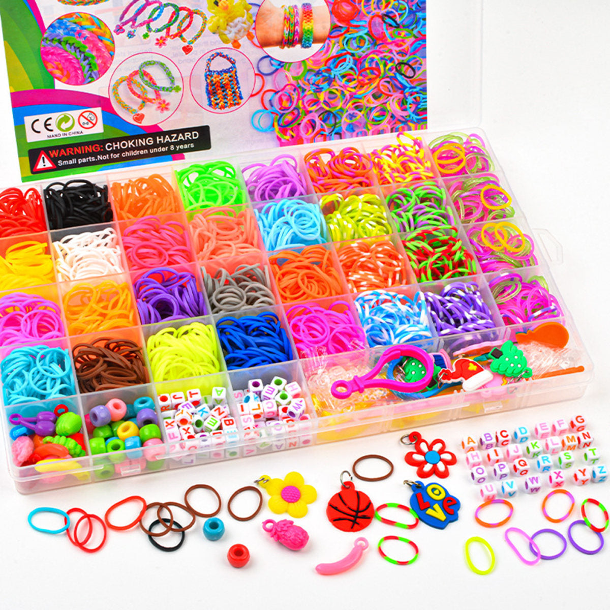 40Grids R Ainbow Loom Bands R Ubber Bracelet Making Kit S Clips Beads DIY Toys