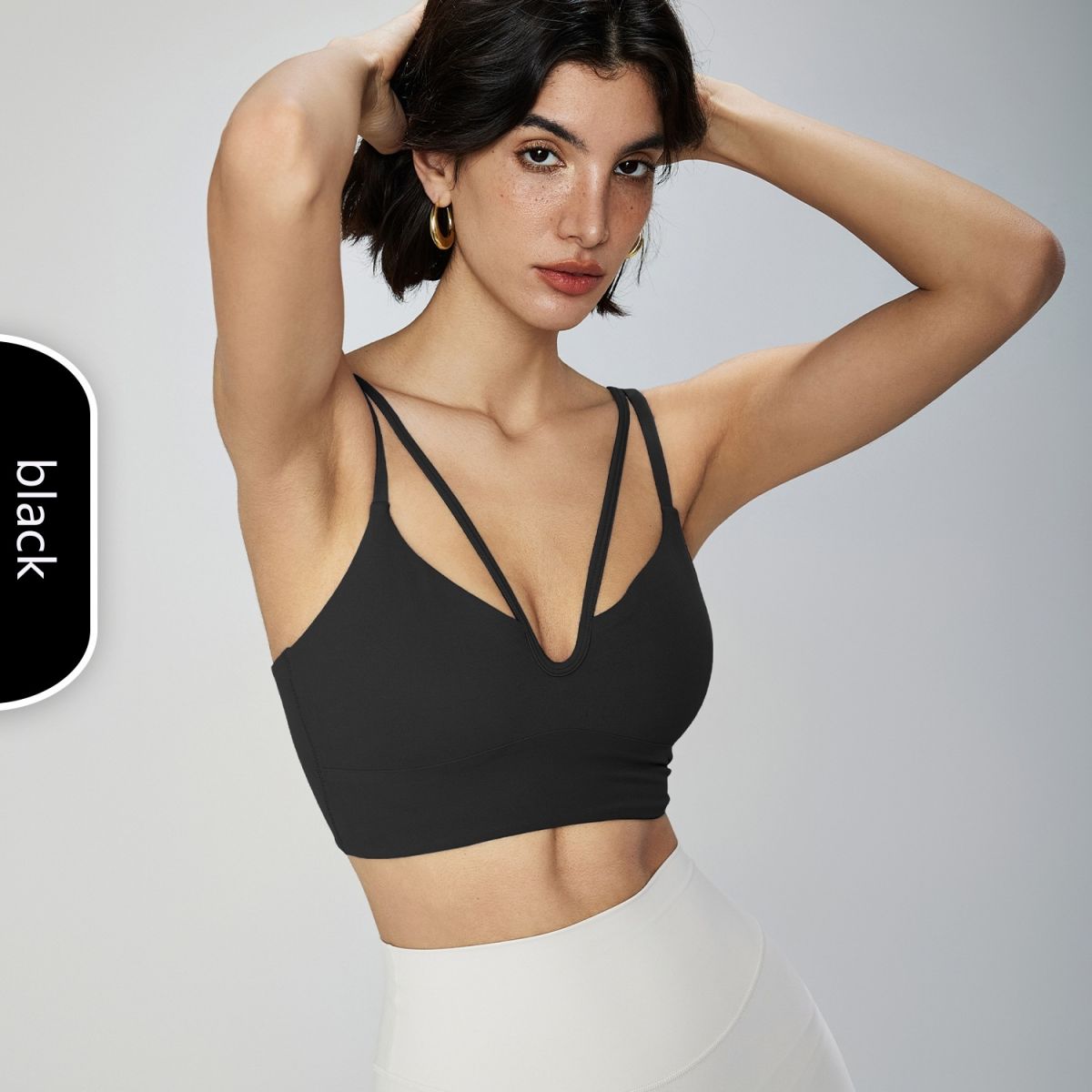 Nude Feel Double-strap Yoga Vest With Chest Pad Thin Shoulder