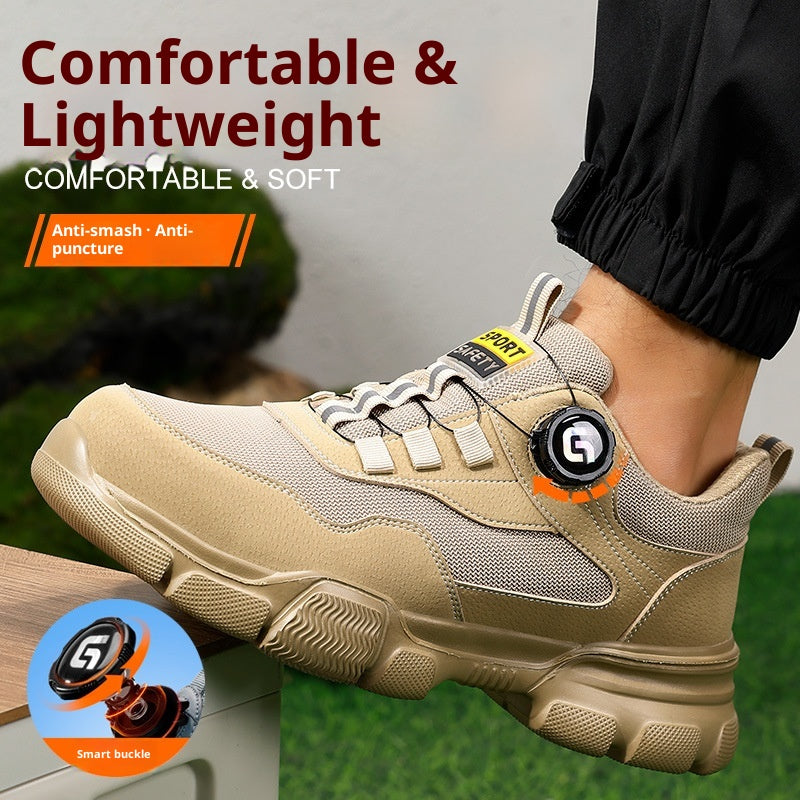 Smart Buckle Labor Protection Anti-smash Steel Toe Protective Shoes