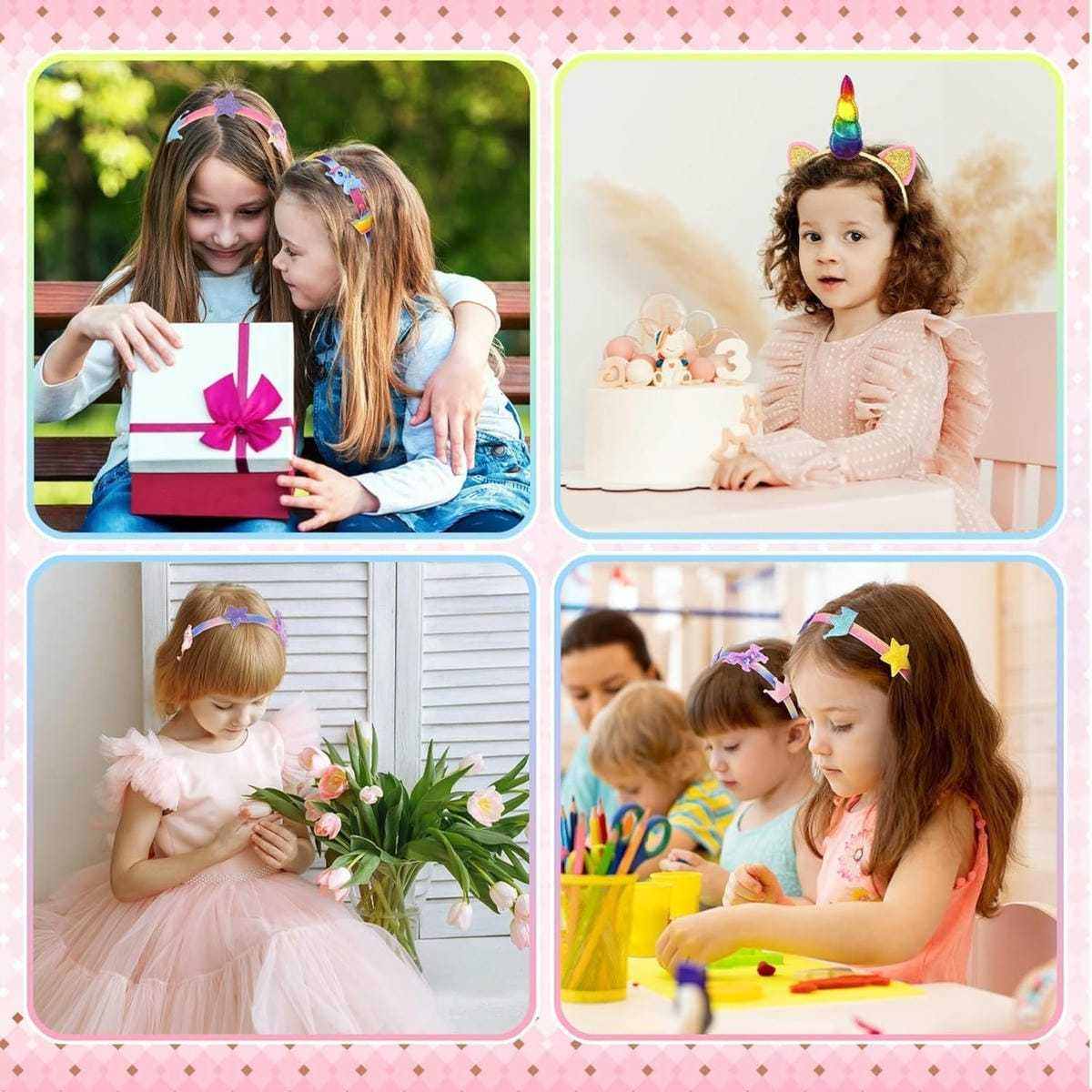 DIY Unicorn Headband Set - 8 Headbands + Accessories With Glitter, Crown, And Unicorn Embellishments - Party Accessory Set