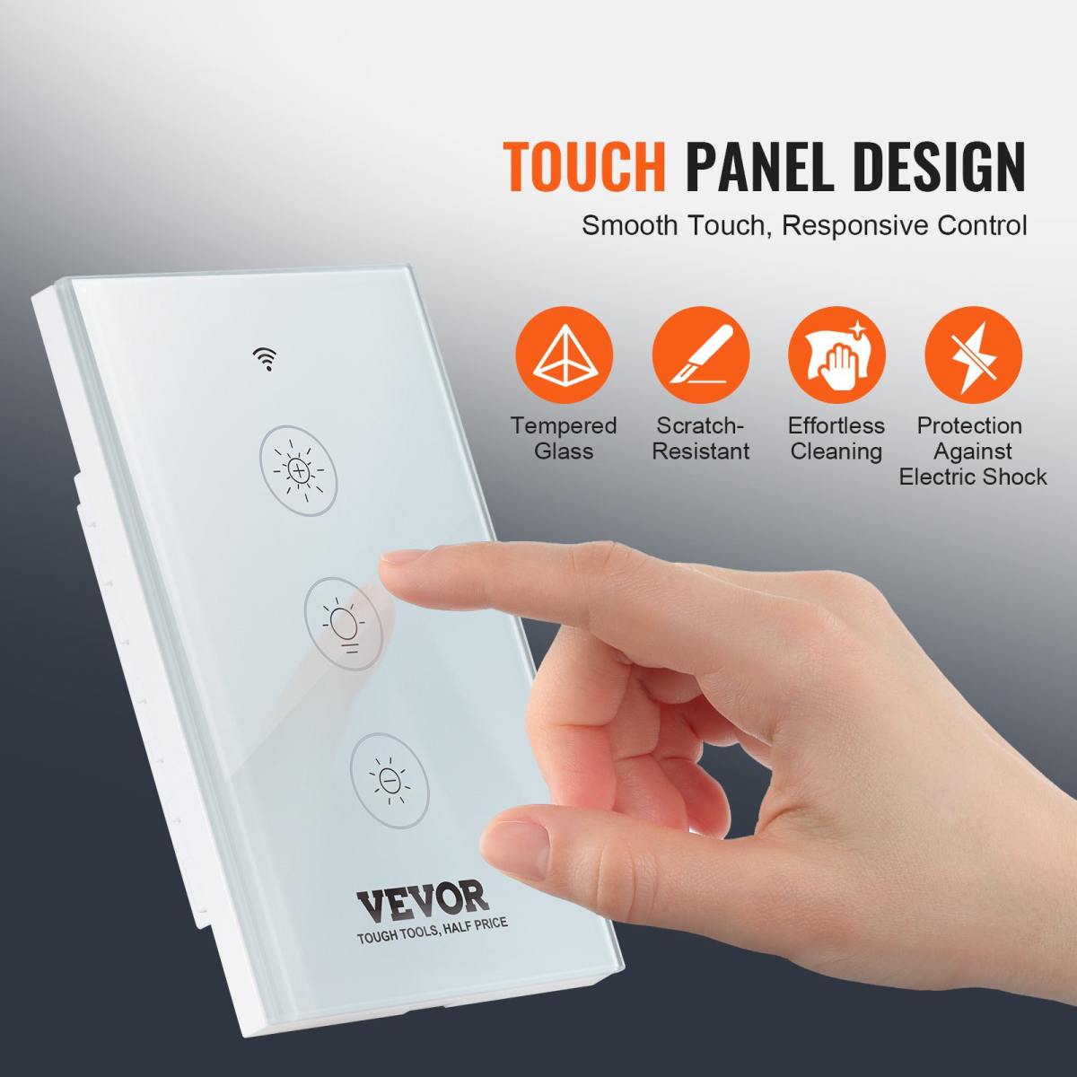 2PCS WiFi Smart Light Dimmer Switch, 100-250V AC Wi-Fi 2.4GHz, 15% To 85% Stepless Dimming LED Dimmable Smart Switch With Touch Panel, App Remote Control Voice Compatible With Alexa Google Home
