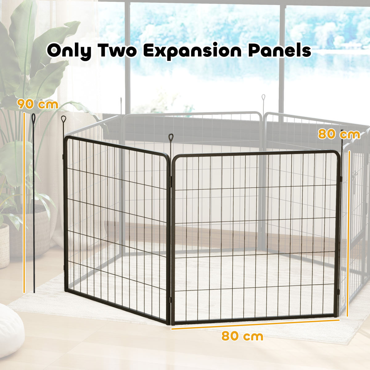 PawHut 2 Piece Dog Pen Expansion Pack For 80cm High Pet Playpen With 3 Stakes, For Small And Medium Dogs