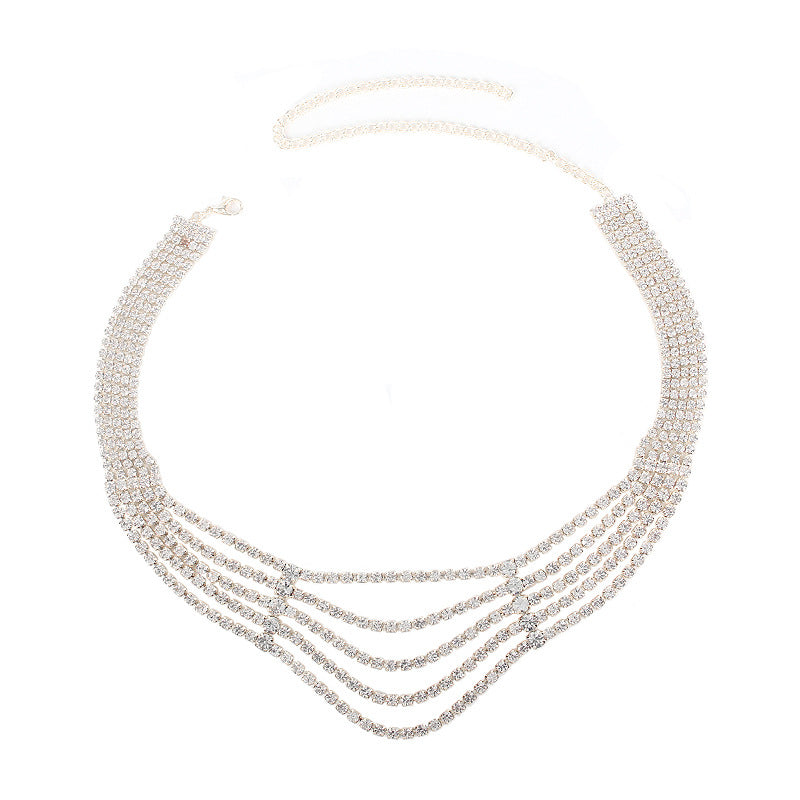 Sexy And Extravagant Rhinestone Necklace And Body Chain Set