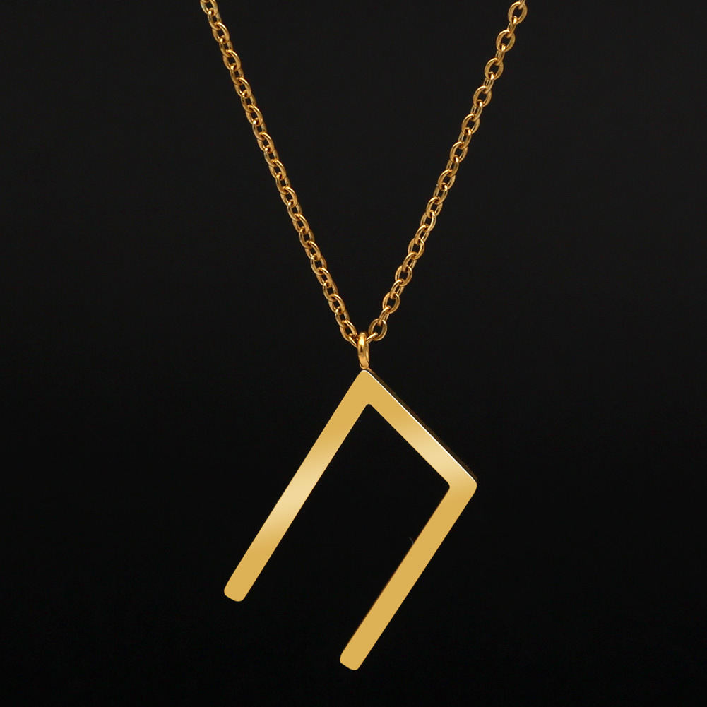 Viking Culture Series Personalized 24 Runes Stainless Steel Gold Pendant Accessories