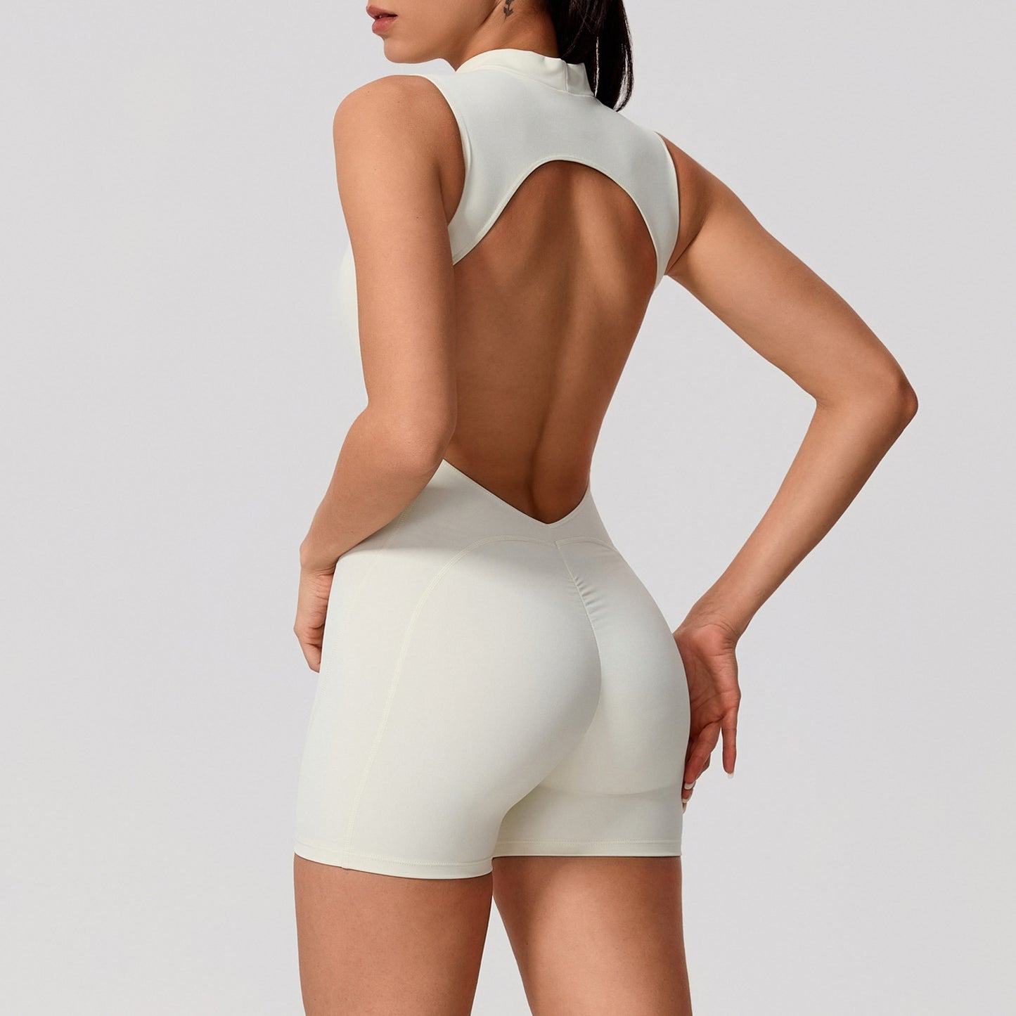 European And American-style Sleeveless Back-vented Yoga Bodysuit For Sports And Fitness