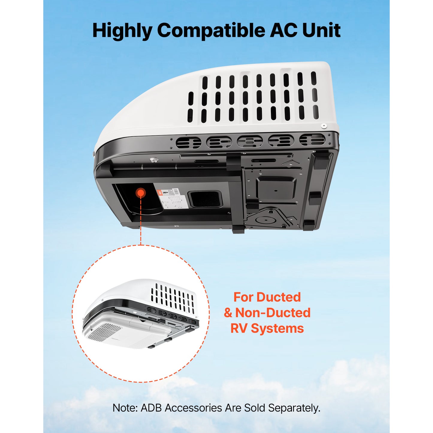 RV Air Conditioner, 15000 BTU RV AC Unit, 120V Ducted Or Non-Ducted Rooftop Air Conditioner With High-Performance Compressor Motor, Easy Install Quiet Cooling AC With Standard Vent Size, White