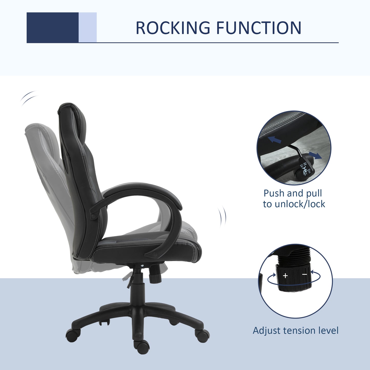 Vinsetto Office Chair Faux Leather Swivel Computer Desk Chair For Home Office With Wheels Armrests Black