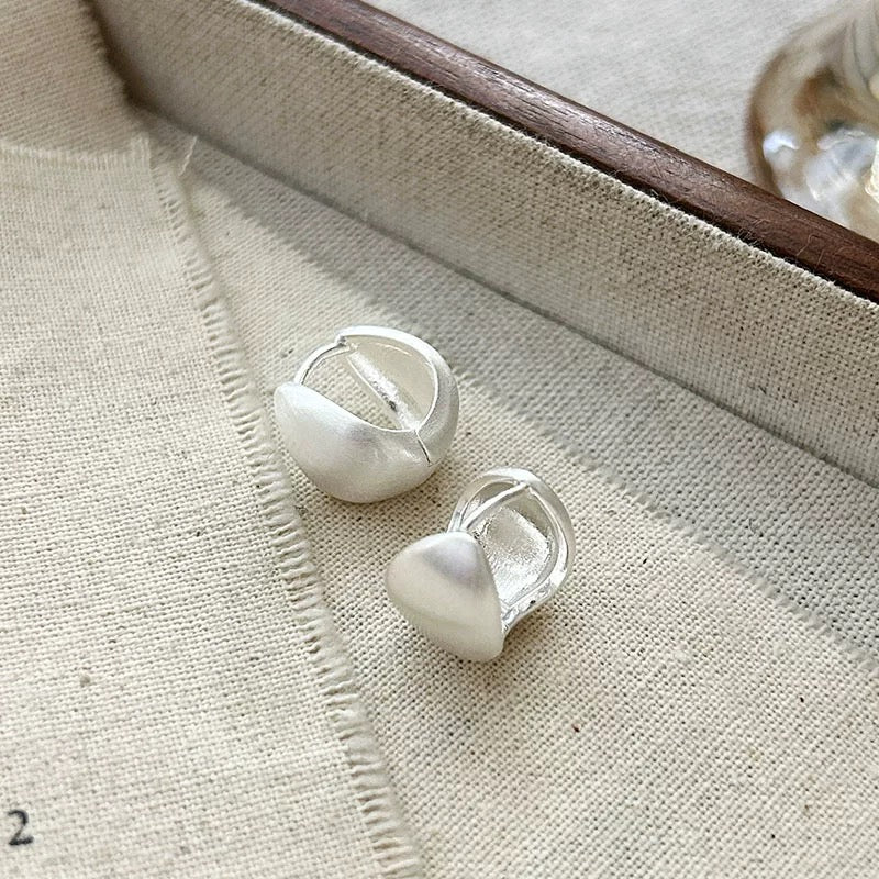 1 Pair 999 Sterling Silver Matte Teardrop Hoop Earrings, Minimalist & Elegant Style, Perfect For Daily, Dating & Gifting, Ideal Valentine's Gift