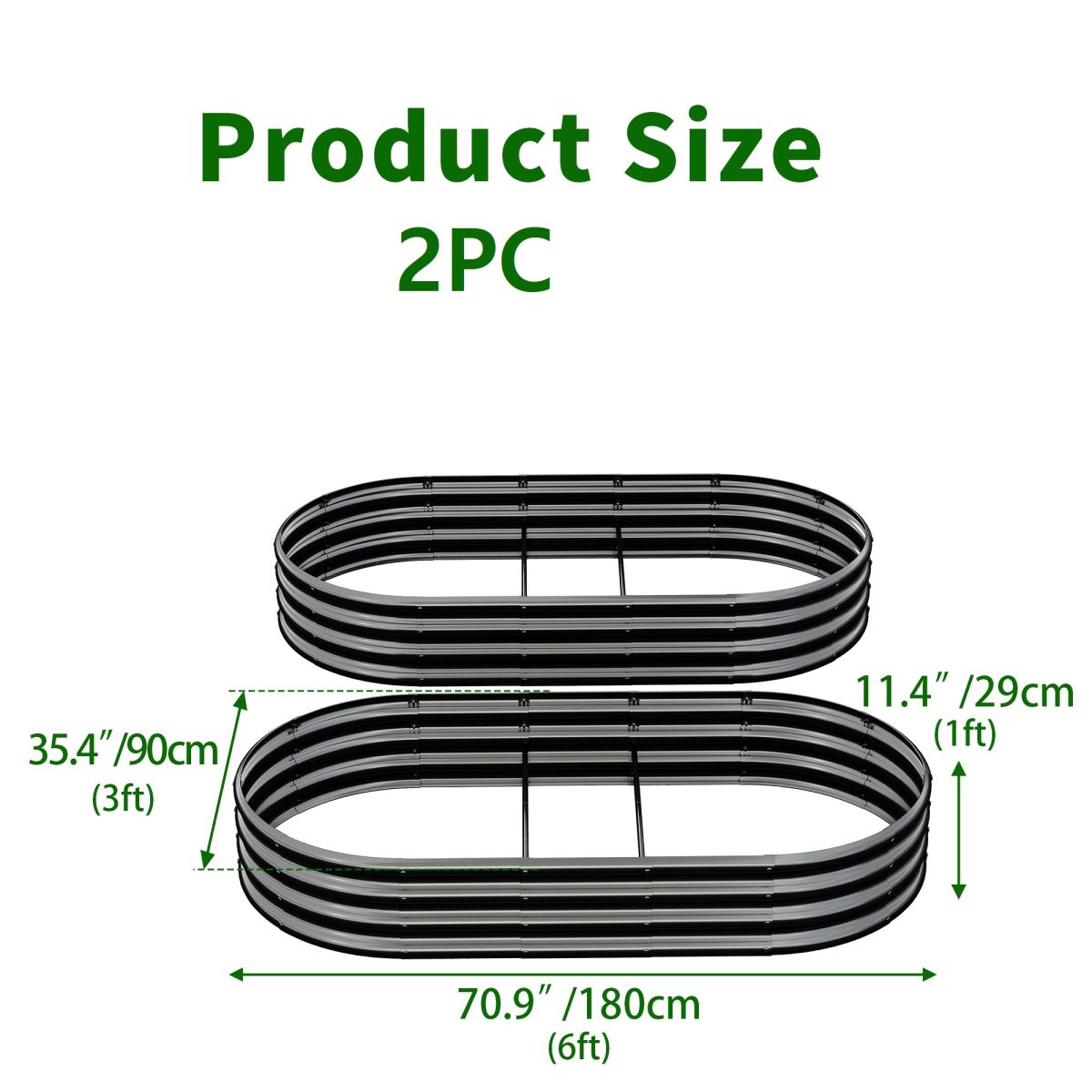 Galvanized Raised Garden Bed 6x3x1ft - Heavy Duty Metal Planter Box for Vegetables, Herbs & Flowers, Rust-Proof Outdoor Garden Bed with Large Capacity, Black, 2PCS
