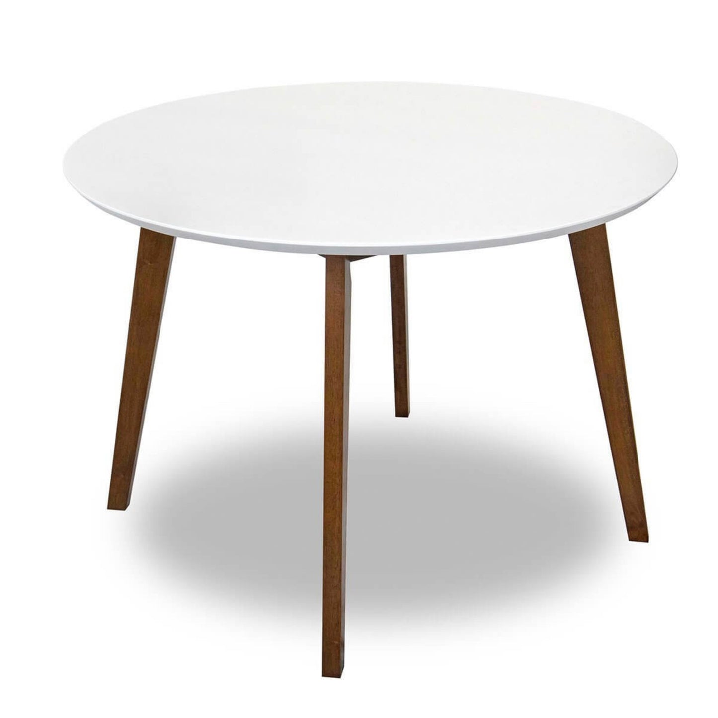 Alina Contemporary Dining Table With Smooth White Finish And Solid Wood Base 43 Diameter X 29.5 H Kitchen Dining Room Circle Dinner Pedestal Table