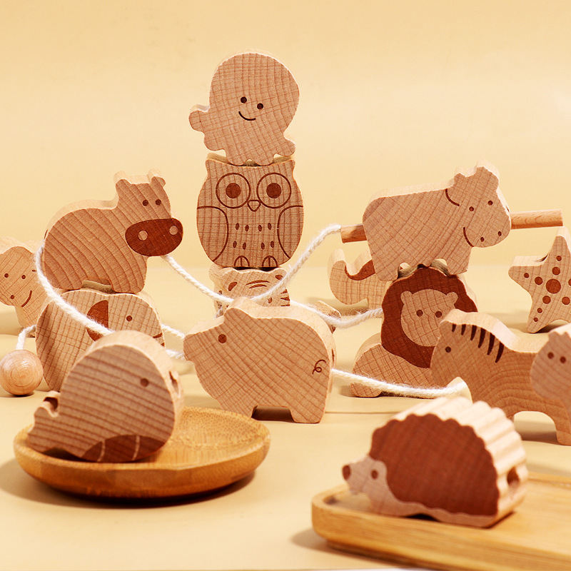 Beech Log Animal String Beads Children's Toys