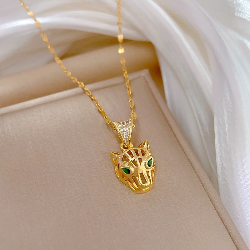 Hollowed-out Leopard-head Light-luxury Fashion Necklace For Women