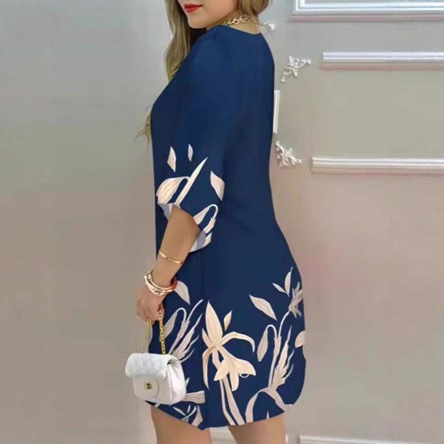 Fashionable Printed Loose-fitting Dress A Best-selling Style
