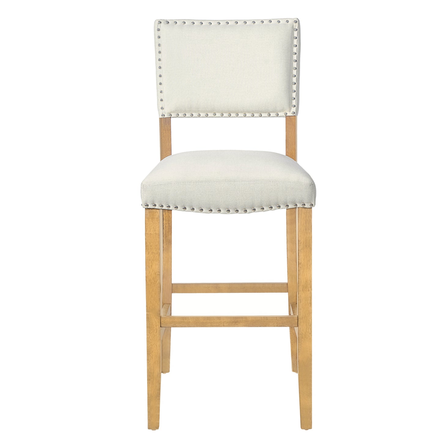 Barstools With Rivet Decoration Set Of 2 , Wood Frame,fabric Sponge Cushion And Upholstered Barstools, Bar Chairs For Kitchen Island,Bedroom,Dining Room.