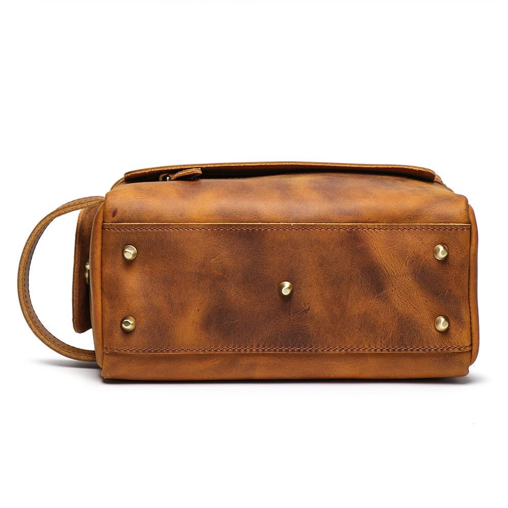 Retro-style Multi-functional Leather Tote Mens Makeup Bag