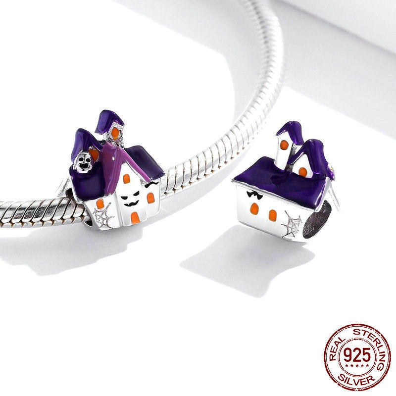 Purple Halloween Haunted House Diy Loose Beads Accessories