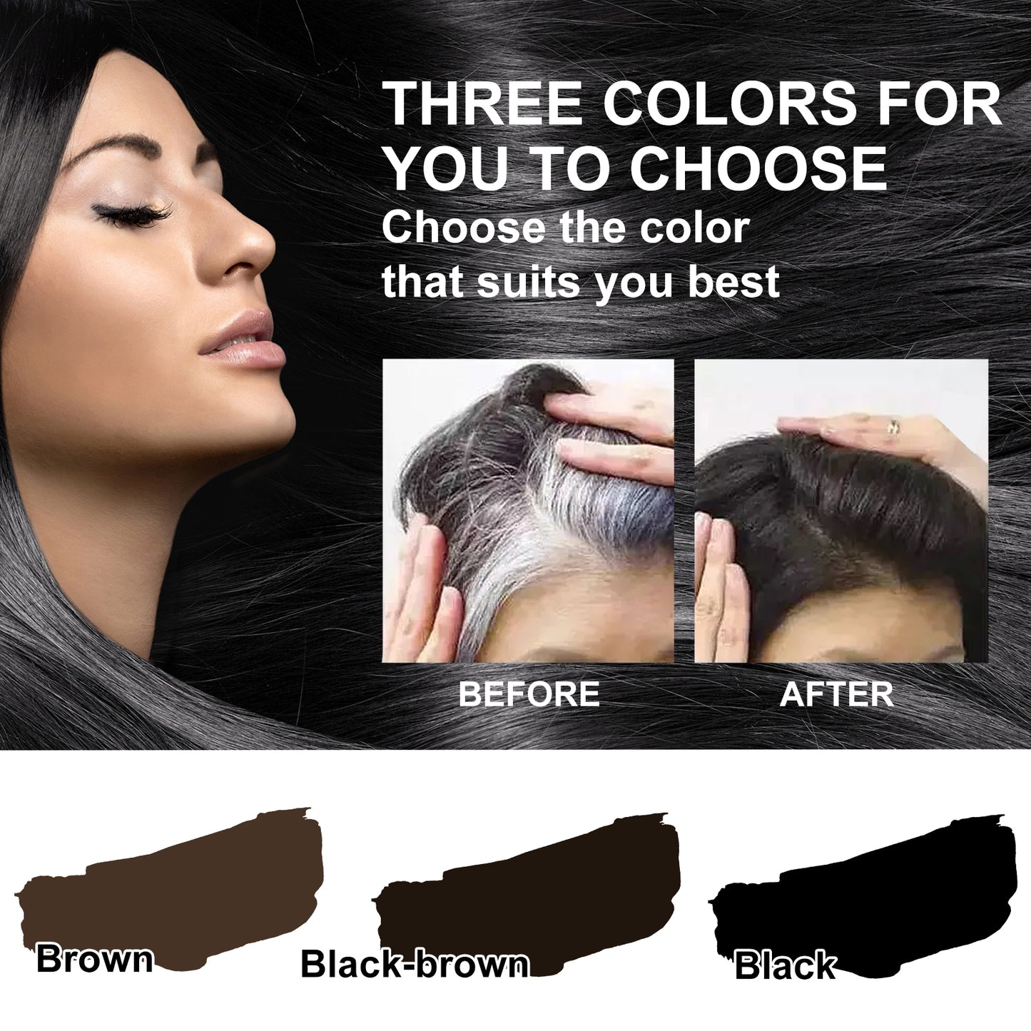 EELHOE Disposable Plant Hair Stick, Hair Without Damage Repair Color Black Brown Quick White Hair Cover Stick