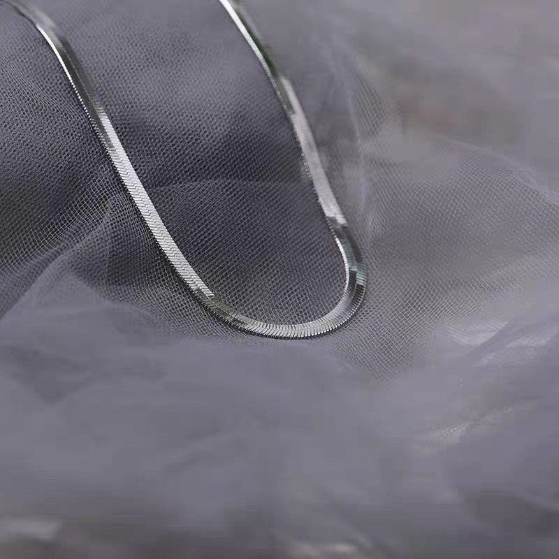 1pc 999 Sterling Silver Flat Snake Bone Necklace, Minimalist Style, Perfect For Daily Wear And Valentine's Gift