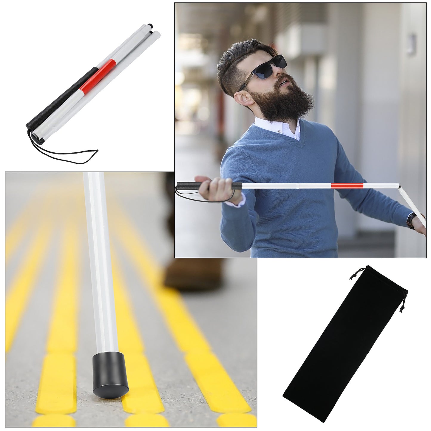 Folding Hiking Poles, Walking Stick, Collapsible Walking Stick With Storage Pouch (38 Cm), Lightweight Trekking Pole For Walks And Travel, Practical Everyday Accessories - Hand Tools