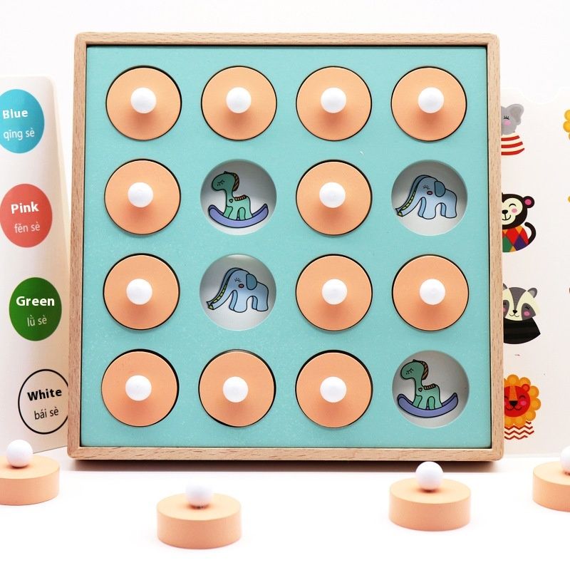 Children's Wooden Wood Box-color Pattern Memory Chess Cognitive Logical Thinking Training Educational Toys