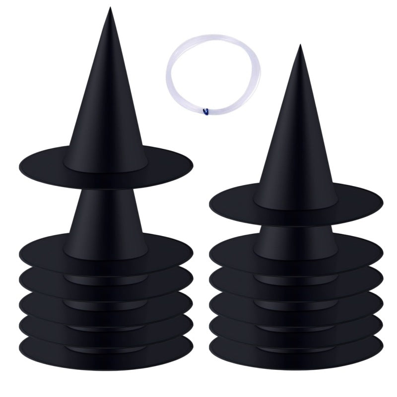 Black Polyester Taffeta Wizard's Hat Makeup Clothing Props