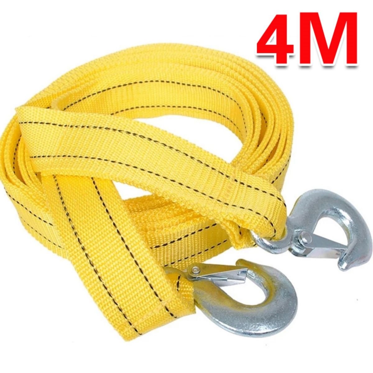 4M Heavy Duty 3 Ton Car Tow Cable Towing Pull-Rope Strap Hooks Van Road Recovery