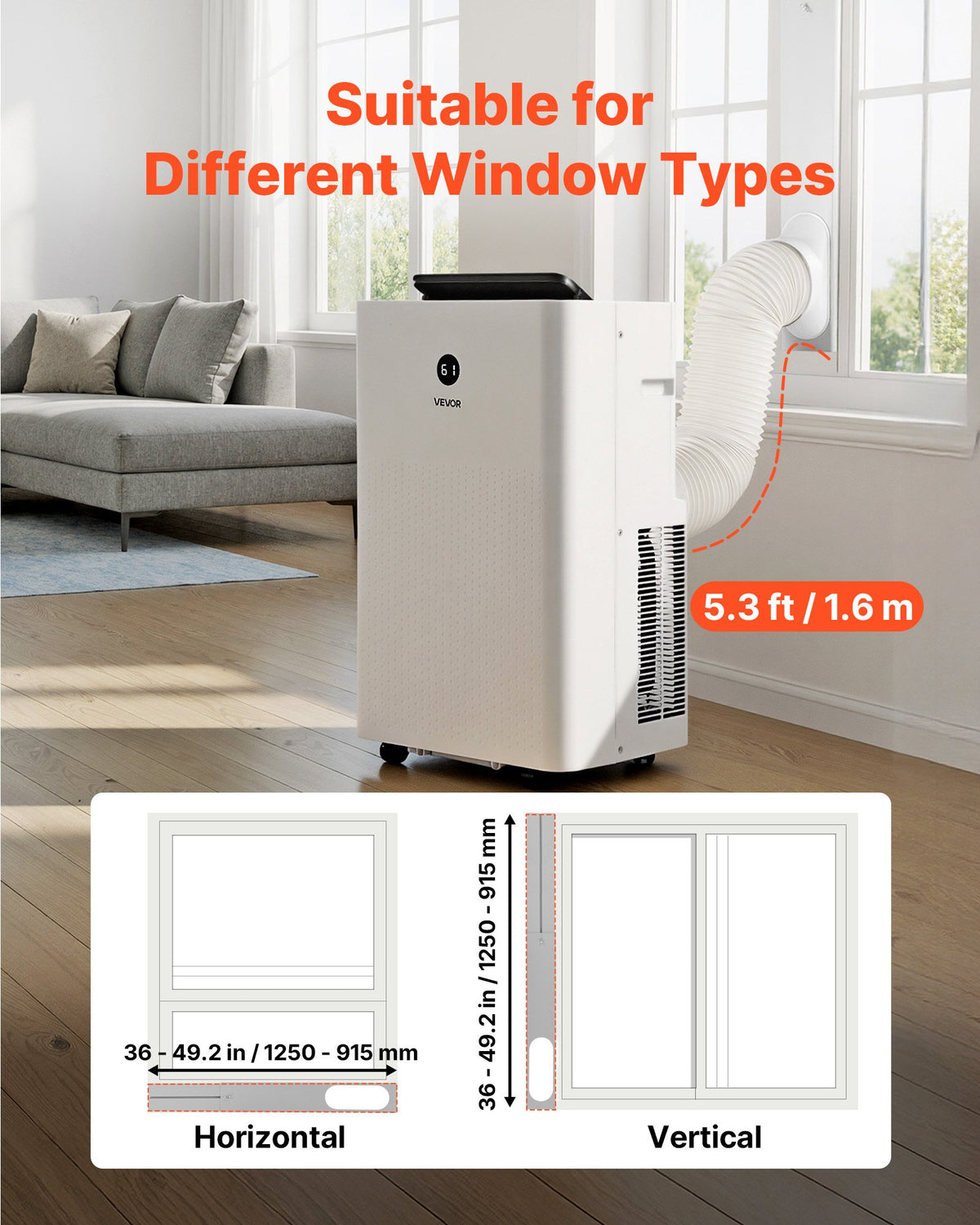 Portable Air Conditioner, 12000 BTU ASHRAE (8150 BTU SACC) 4-in-1 Standing Cooling Ac Unit, LED Touch Panel & Remote Control, 24h Timer, Cooling, Dehumidifier, Fan, Sleep Mode For Room Indoor